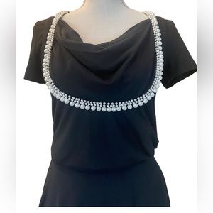 🌟💫Black Top With  Pearls Embellishment Size S ( K-fashion) NWOT